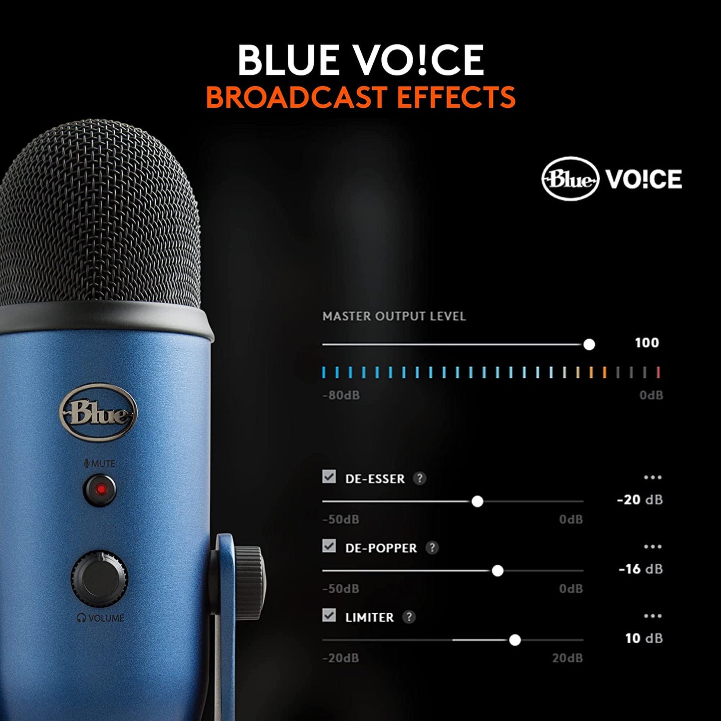 Logitech Creators  Yeti USB Microphone for Gaming, Streaming, Podcast, Youtube, Discord, PC, Studio Sound, Plug & Play-Midnight